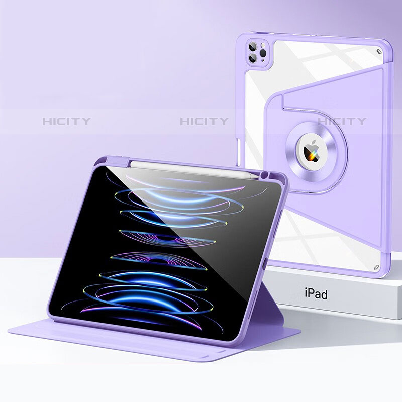 Coque Contour Silicone et Plastique Housse Etui Mat avec Support S01 pour Apple iPad Pro 12.9 (2020) Plus