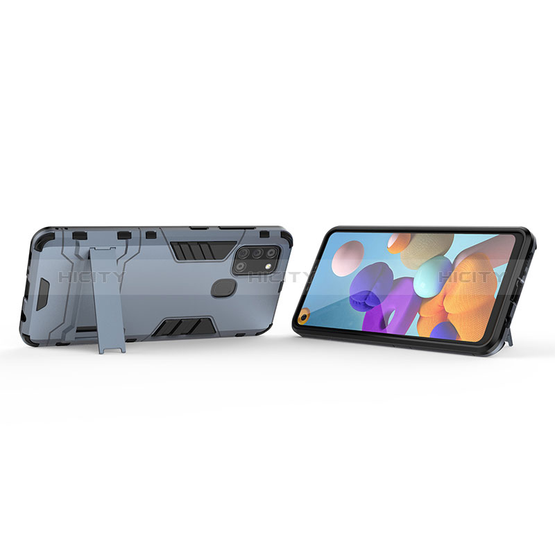 Coque Contour Silicone et Plastique Housse Etui Mat avec Support T01 pour Samsung Galaxy A21s Plus