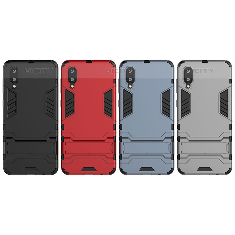 Coque Contour Silicone et Plastique Housse Etui Mat avec Support T02 pour Samsung Galaxy M02 Plus