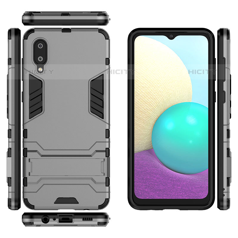 Coque Contour Silicone et Plastique Housse Etui Mat avec Support T02 pour Samsung Galaxy M02 Plus