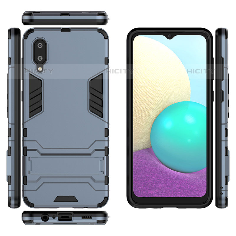 Coque Contour Silicone et Plastique Housse Etui Mat avec Support T02 pour Samsung Galaxy M02 Plus