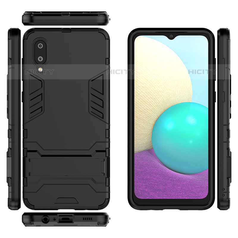 Coque Contour Silicone et Plastique Housse Etui Mat avec Support T02 pour Samsung Galaxy M02 Plus