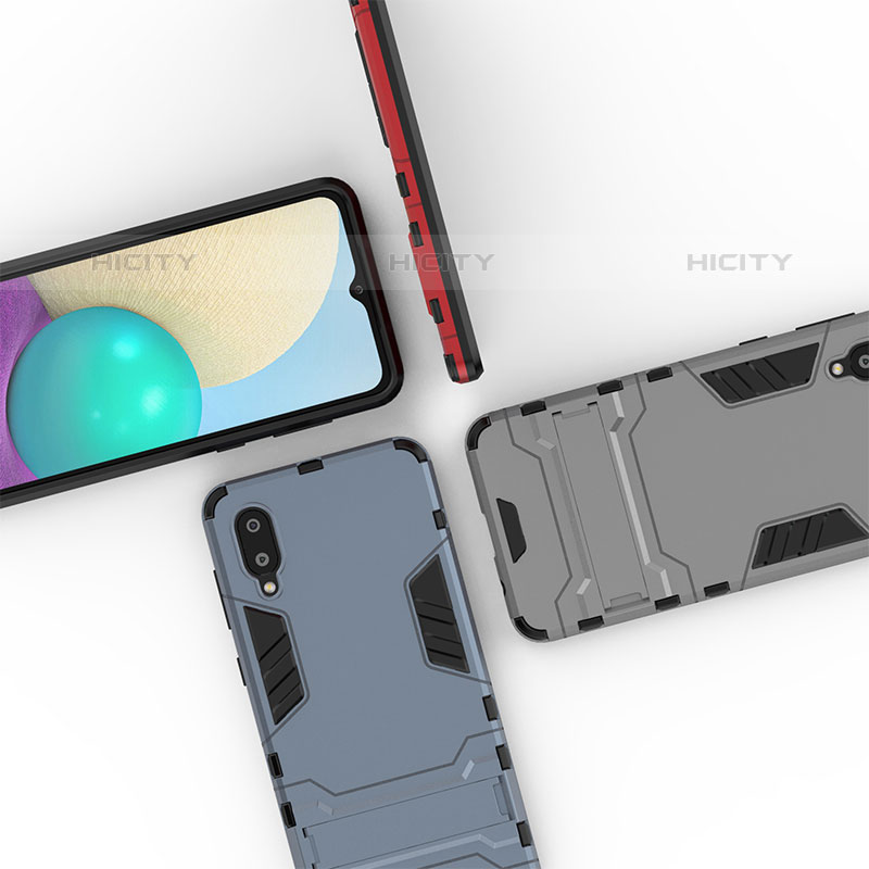 Coque Contour Silicone et Plastique Housse Etui Mat avec Support T02 pour Samsung Galaxy M02 Plus