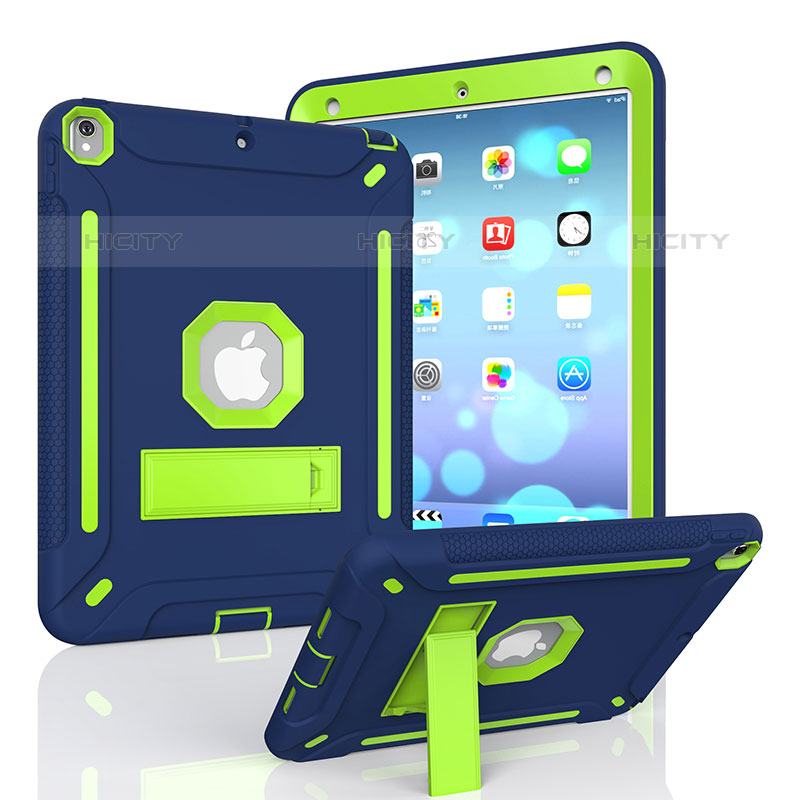 Coque Contour Silicone et Plastique Housse Etui Mat avec Support YJ2 pour Apple iPad Air 3 Bleu Plus