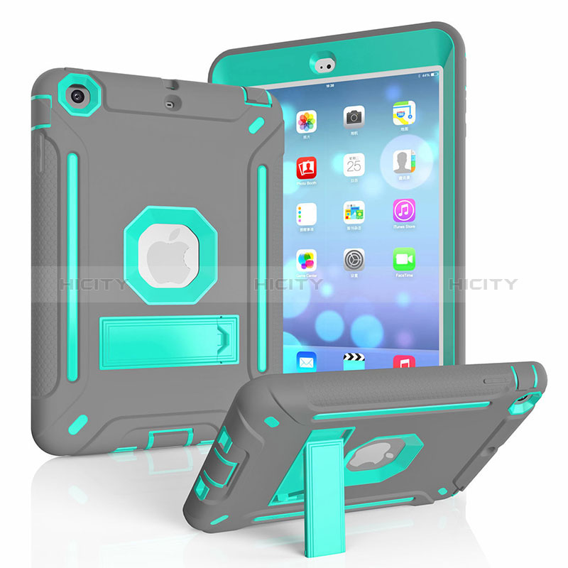 Coque Contour Silicone et Plastique Housse Etui Mat avec Support YJ2 pour Apple iPad Mini 2 Plus