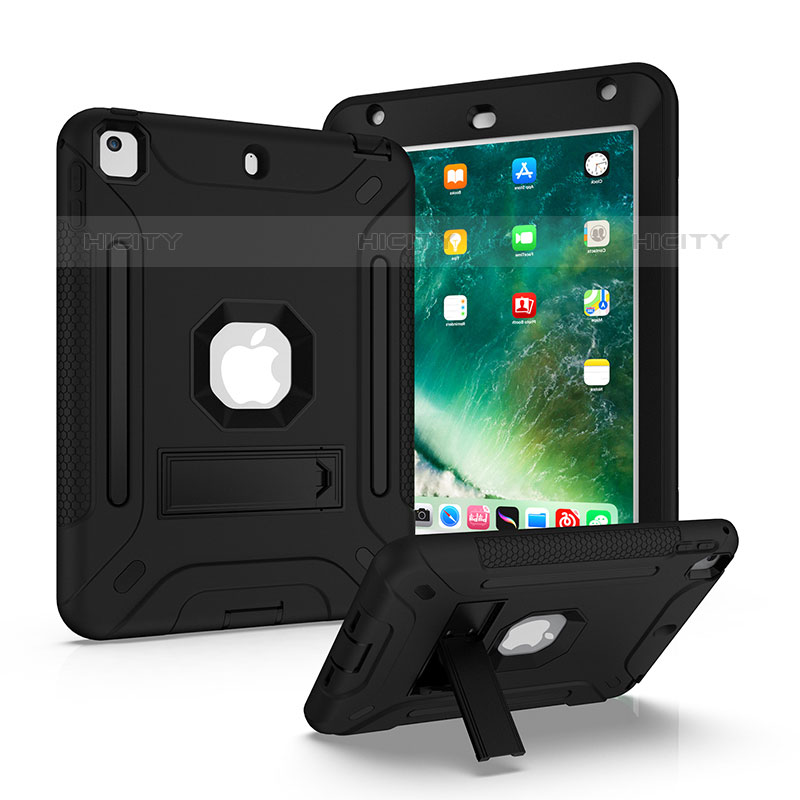 Coque Contour Silicone et Plastique Housse Etui Mat avec Support YJ2 pour Apple iPad Mini 4 Noir Plus