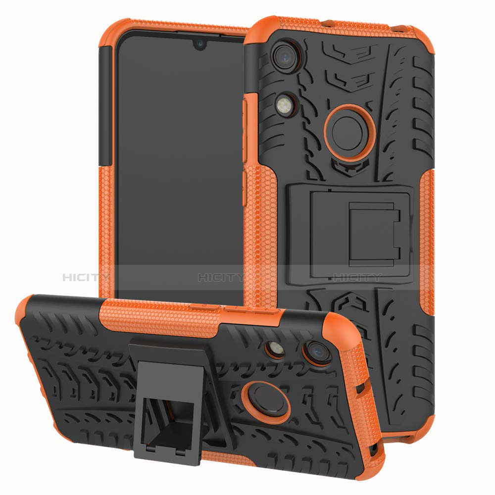 Coque Contour Silicone et Plastique Housse Etui Mat avec Support Z01 pour Huawei Y6 (2019) Orange Plus