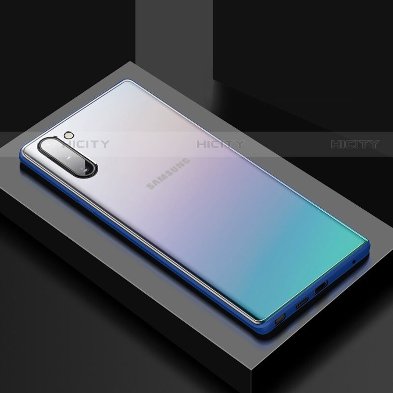 Coque Contour Silicone et Plastique Housse Etui Mat G01 pour Samsung Galaxy Note 10 5G Bleu Plus