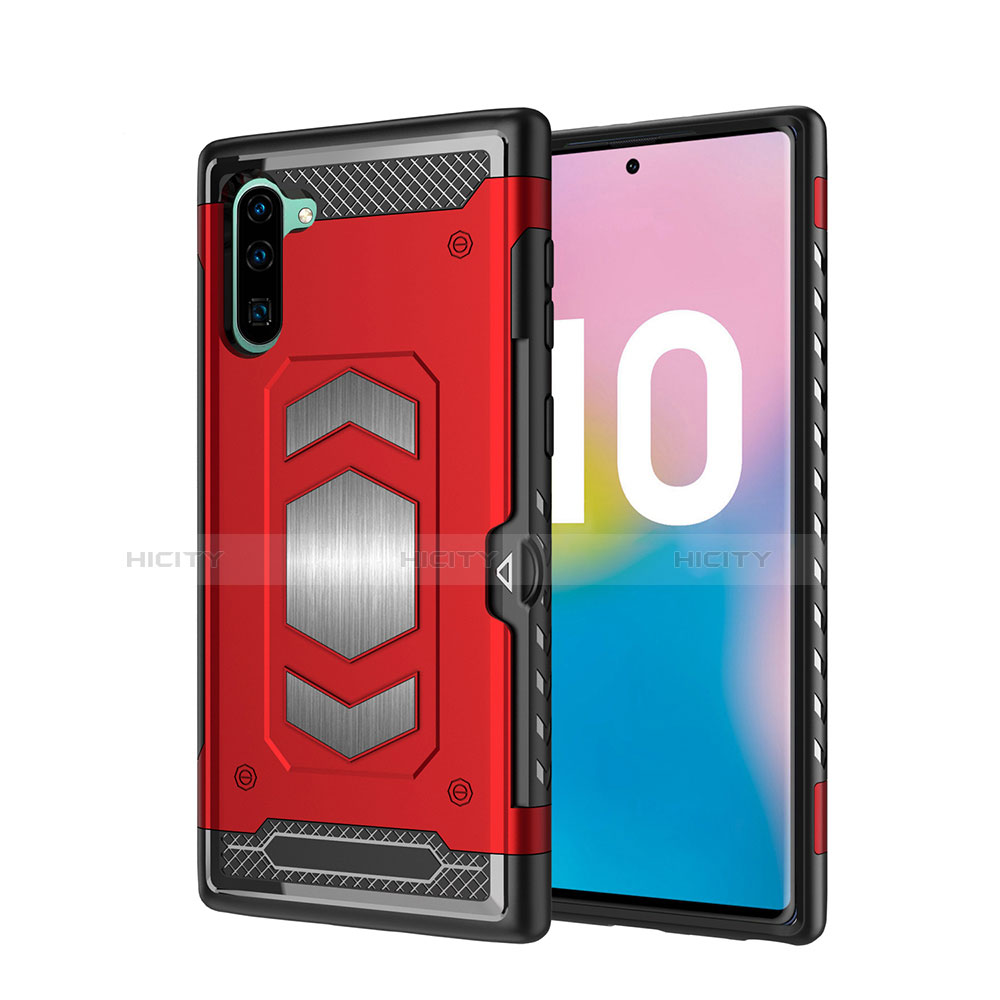 Coque Contour Silicone et Plastique Housse Etui Mat Magnetique Aimant pour Samsung Galaxy Note 10 5G Rouge Plus