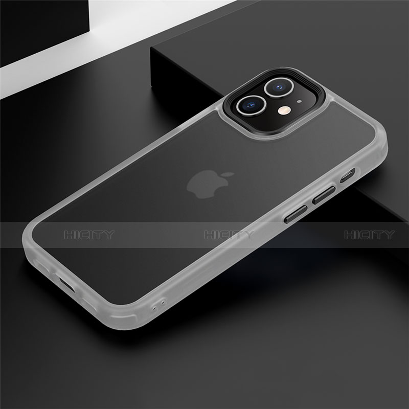 Coque Contour Silicone et Plastique Housse Etui Mat N01 pour Apple iPhone 12 Mini Blanc Plus