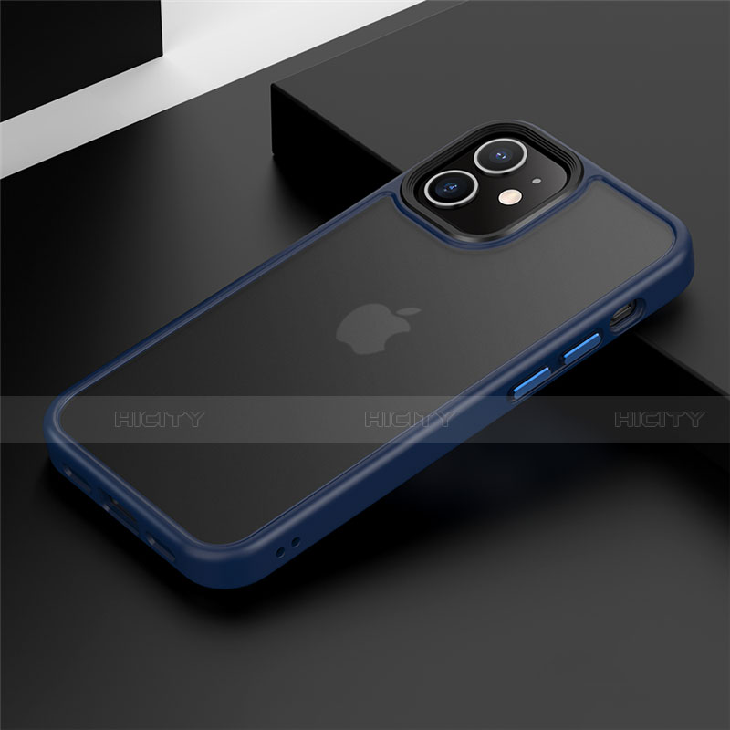 Coque Contour Silicone et Plastique Housse Etui Mat N01 pour Apple iPhone 12 Mini Bleu Plus