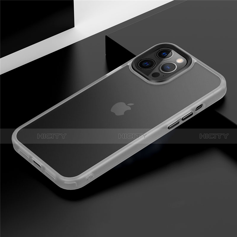 Coque Contour Silicone et Plastique Housse Etui Mat N01 pour Apple iPhone 12 Pro Blanc Plus