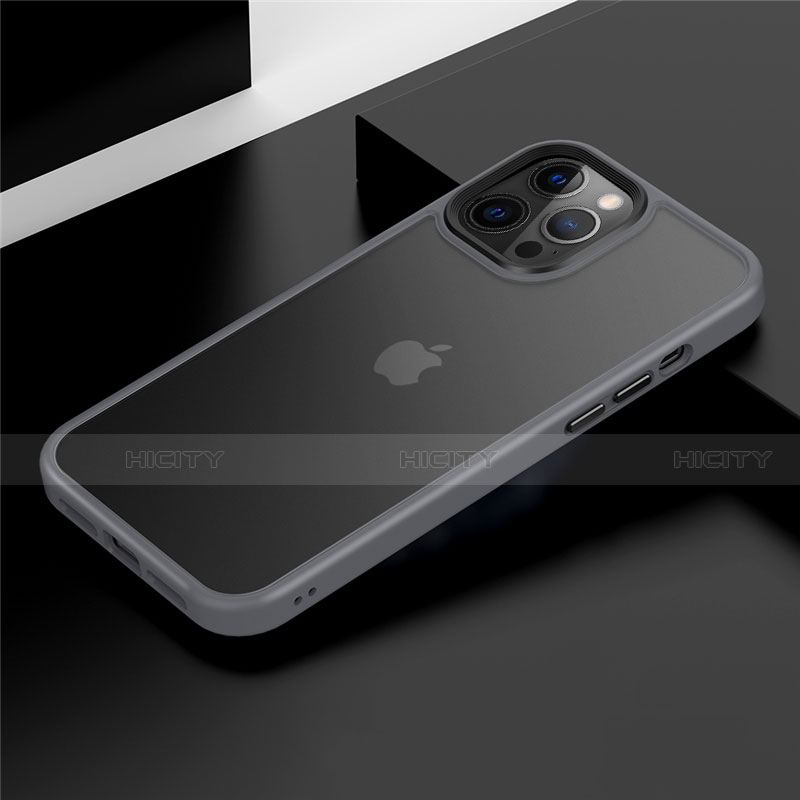 Coque Contour Silicone et Plastique Housse Etui Mat N01 pour Apple iPhone 12 Pro Max Gris Plus