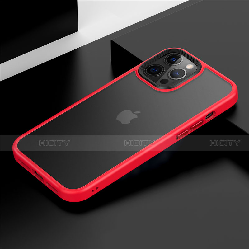 Coque Contour Silicone et Plastique Housse Etui Mat N01 pour Apple iPhone 12 Pro Max Rouge Plus