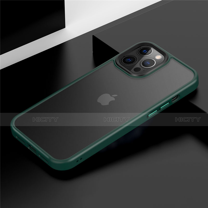 Coque Contour Silicone et Plastique Housse Etui Mat N01 pour Apple iPhone 12 Pro Vert Plus