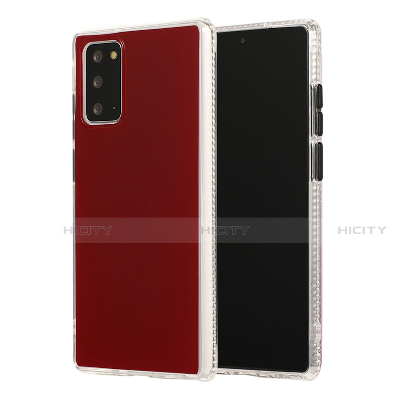 Coque Contour Silicone et Plastique Housse Etui Mat N02 pour Samsung Galaxy Note 20 5G Vin Rouge Plus