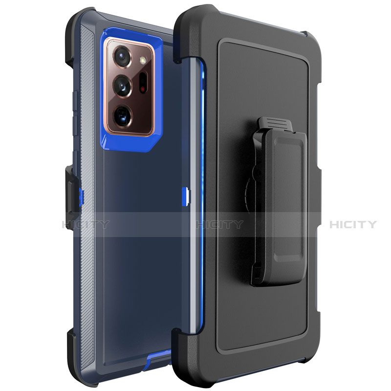 Coque Contour Silicone et Plastique Housse Etui Mat N04 pour Samsung Galaxy Note 20 Ultra 5G Bleu et Noir Plus