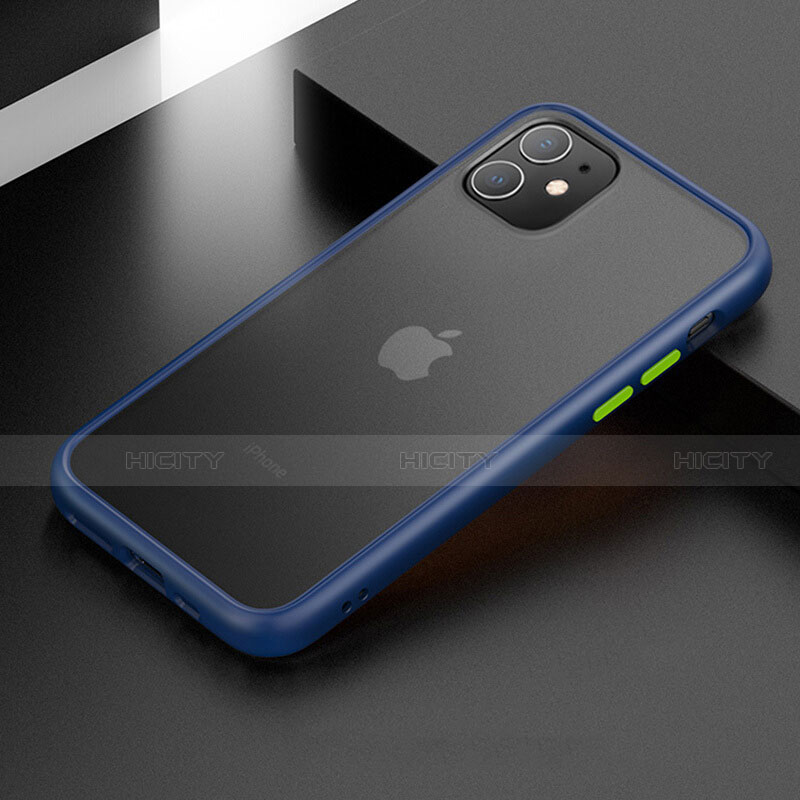 Coque Contour Silicone et Plastique Housse Etui Mat pour Apple iPhone 11 Bleu Plus