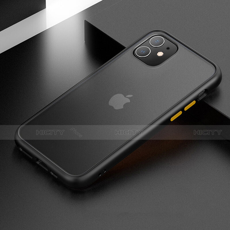 Coque Contour Silicone et Plastique Housse Etui Mat pour Apple iPhone 11 Noir Plus