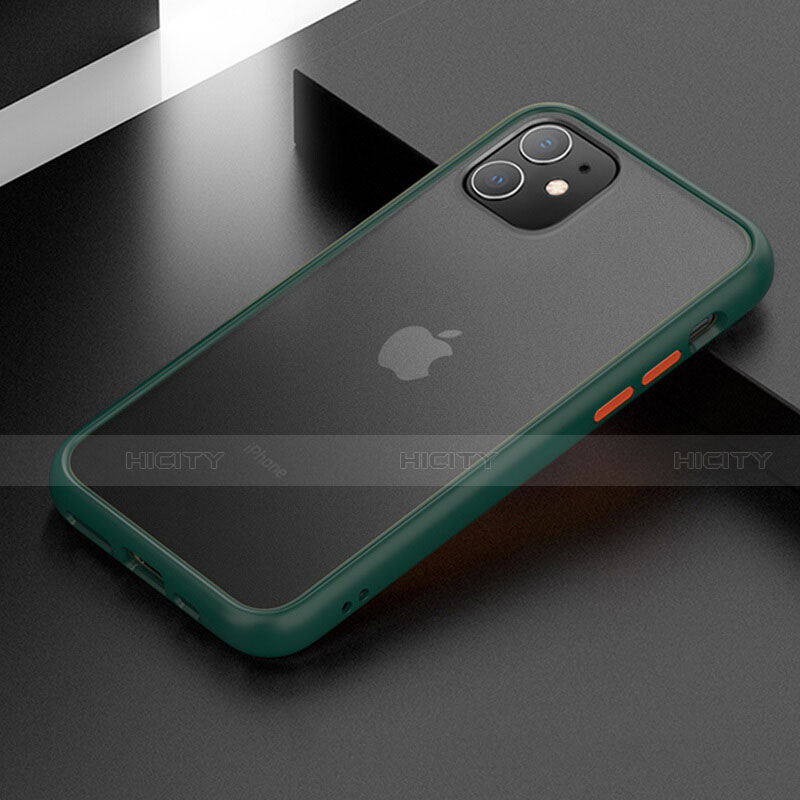 Coque Contour Silicone et Plastique Housse Etui Mat pour Apple iPhone 11 Vert Plus