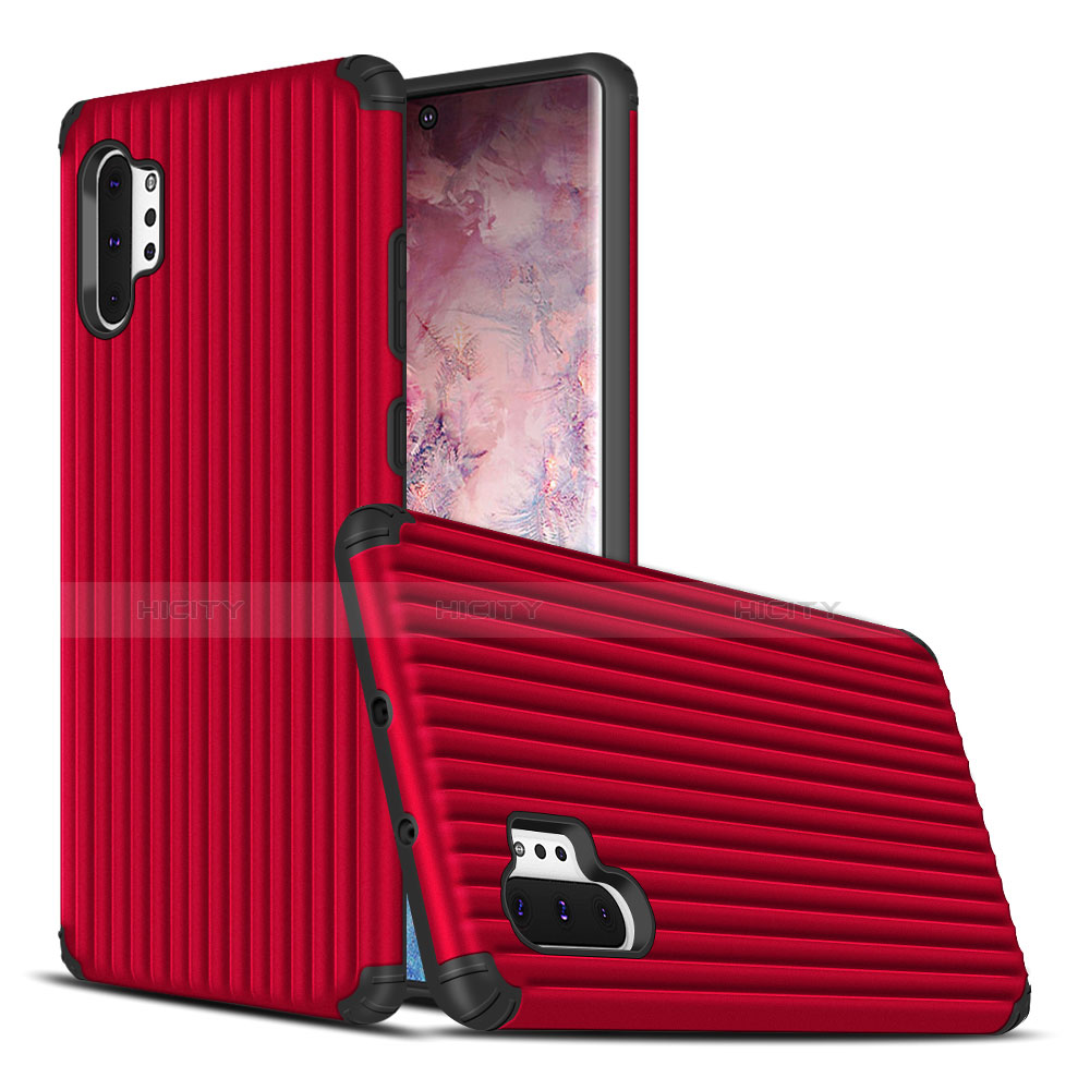 Coque Contour Silicone et Plastique Housse Etui Mat pour Samsung Galaxy Note 10 Plus Rouge Plus