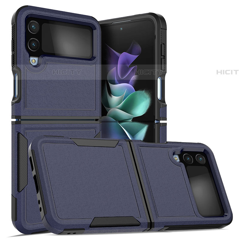 Coque Contour Silicone et Plastique Housse Etui Mat pour Samsung Galaxy Z Flip4 5G Bleu Plus
