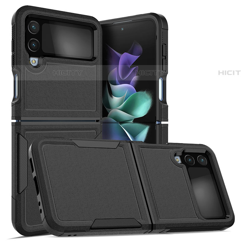 Coque Contour Silicone et Plastique Housse Etui Mat pour Samsung Galaxy Z Flip4 5G Noir Plus