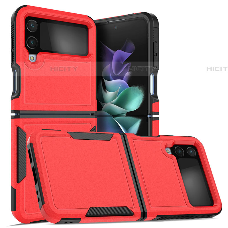 Coque Contour Silicone et Plastique Housse Etui Mat pour Samsung Galaxy Z Flip4 5G Rouge Plus