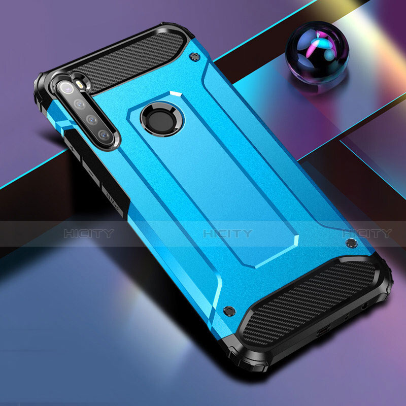 Coque Contour Silicone et Plastique Housse Etui Mat pour Xiaomi Redmi Note 8 (2021) Bleu Plus