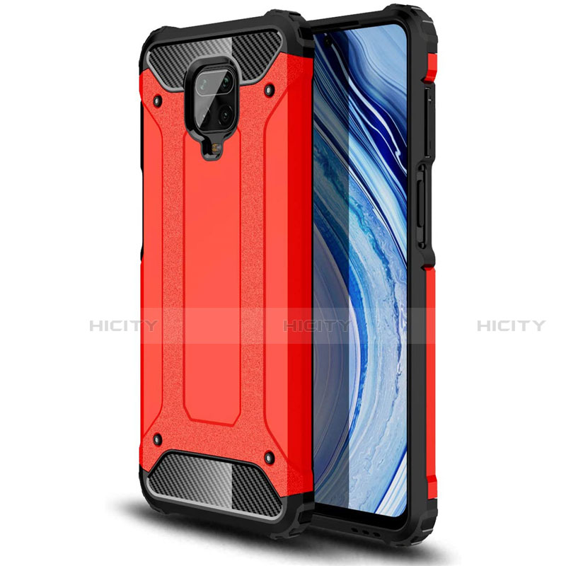 Coque Contour Silicone et Plastique Housse Etui Mat pour Xiaomi Redmi Note 9 Pro Rouge Plus