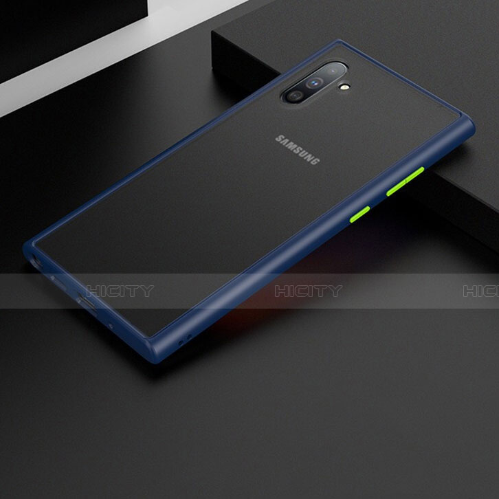 Coque Contour Silicone et Plastique Housse Etui Mat R01 pour Samsung Galaxy Note 10 5G Bleu Plus