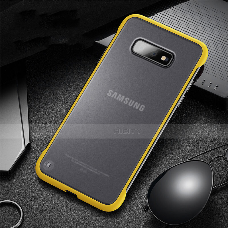 Coque Contour Silicone et Plastique Housse Etui Mat R01 pour Samsung Galaxy S10e Jaune Plus