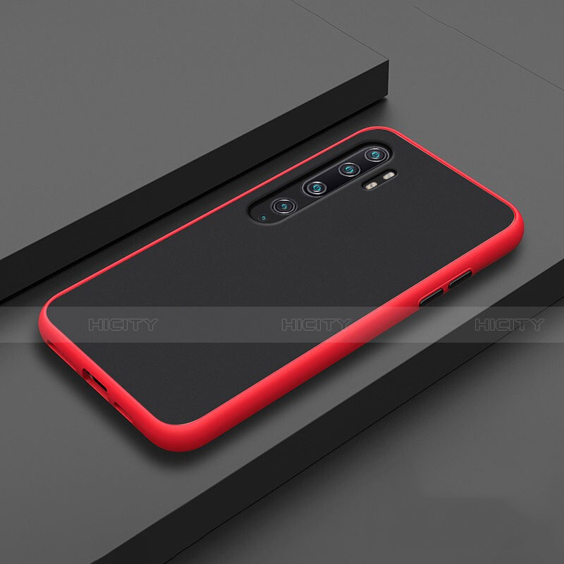 Coque Contour Silicone et Plastique Housse Etui Mat R02 pour Xiaomi Mi Note 10 Pro Rouge Plus