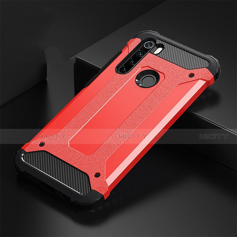 Coque Contour Silicone et Plastique Housse Etui Mat R02 pour Xiaomi Redmi Note 8 (2021) Rouge Plus