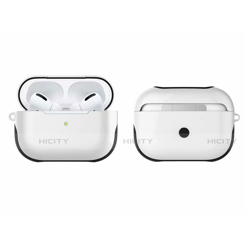Coque Contour Silicone et Plastique Housse Etui Mat U01 pour Apple AirPods Pro Blanc Plus