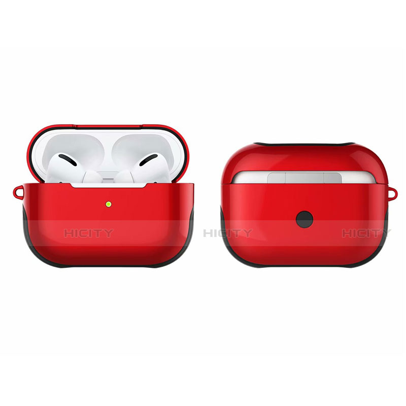 Coque Contour Silicone et Plastique Housse Etui Mat U01 pour Apple AirPods Pro Rouge Plus