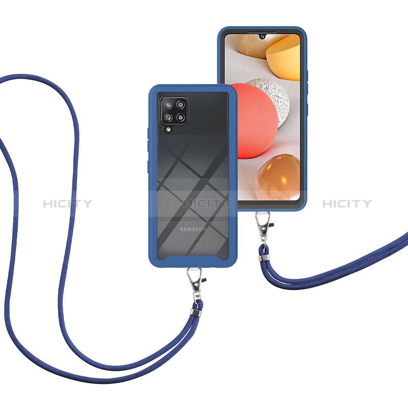 Coque Contour Silicone et Plastique Housse Etui Protection Integrale 360 Degres avec Laniere Strap pour Samsung Galaxy A42 5G Plus