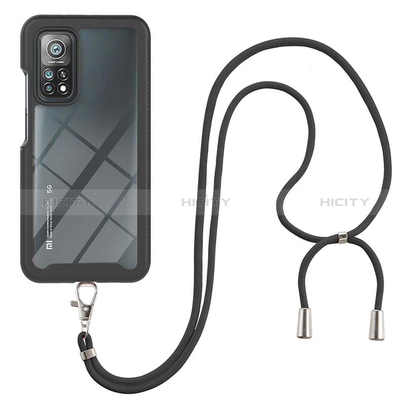 Coque Contour Silicone et Plastique Housse Etui Protection Integrale 360 Degres avec Laniere Strap pour Xiaomi Mi 10T 5G Plus