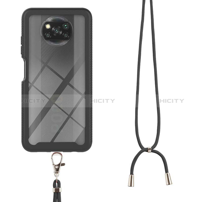 Coque Contour Silicone et Plastique Housse Etui Protection Integrale 360 Degres avec Laniere Strap pour Xiaomi Poco X3 NFC Plus
