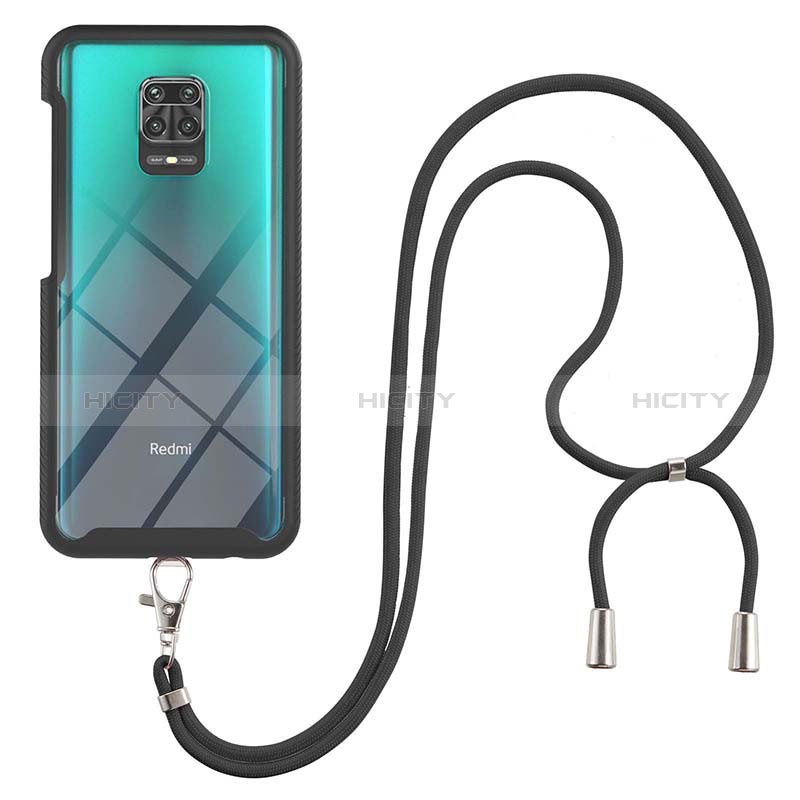 Coque Contour Silicone et Plastique Housse Etui Protection Integrale 360 Degres avec Laniere Strap pour Xiaomi Redmi Note 9 Pro Plus