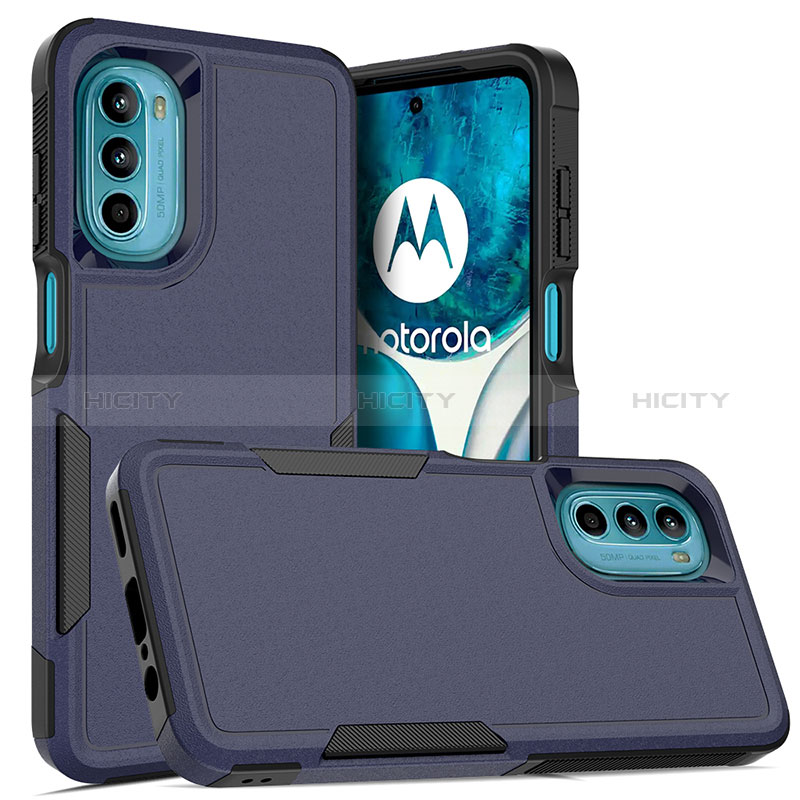 Coque Contour Silicone et Plastique Housse Etui Protection Integrale 360 Degres MQ1 pour Motorola MOTO G52 Bleu Plus