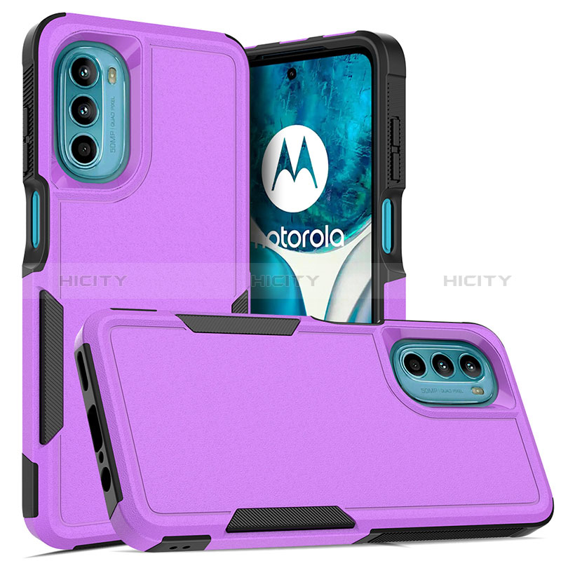 Coque Contour Silicone et Plastique Housse Etui Protection Integrale 360 Degres MQ1 pour Motorola MOTO G52 Violet Plus
