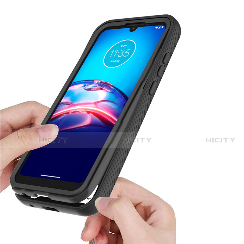 Coque Contour Silicone et Plastique Housse Etui Protection Integrale 360 Degres pour Motorola Moto E6s (2020) Noir Plus