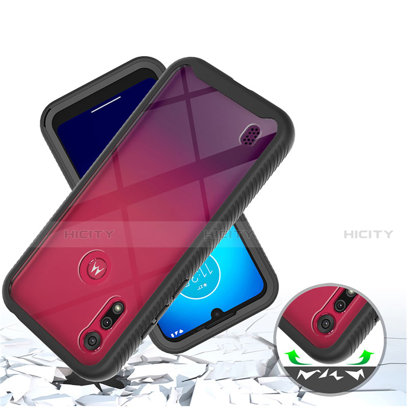 Coque Contour Silicone et Plastique Housse Etui Protection Integrale 360 Degres pour Motorola Moto E6s (2020) Noir Plus