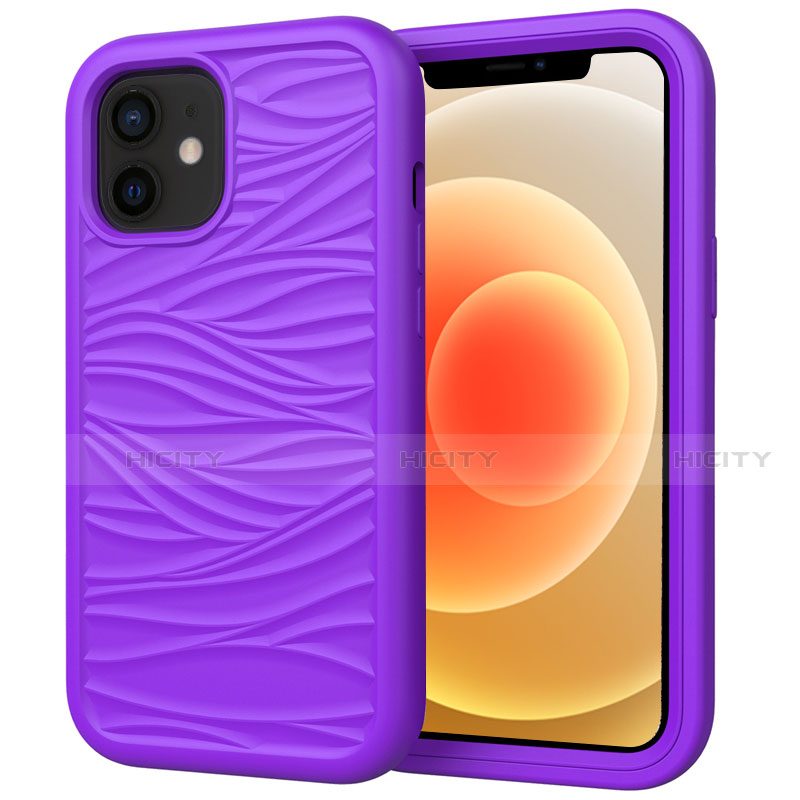 Coque Contour Silicone et Plastique Housse Etui Protection Integrale 360 Degres R01 pour Apple iPhone 12 Mini Violet Plus
