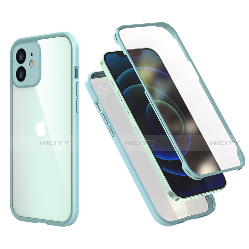 Coque Contour Silicone et Plastique Housse Etui Protection Integrale 360 Degres R05 pour Apple iPhone 12 Mini Pastel Vert Plus