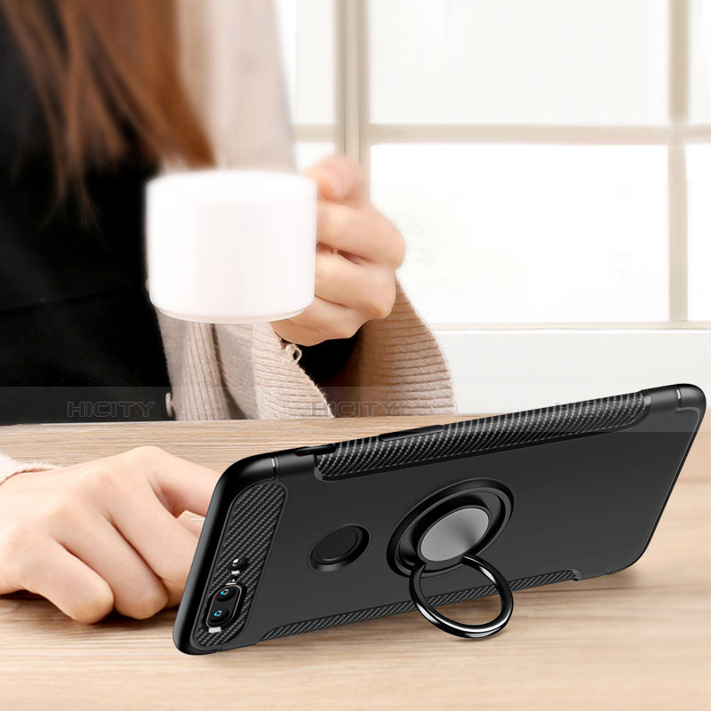 Coque Contour Silicone et Plastique Mat avec Support Bague Anneau pour OnePlus 5T A5010 Noir Plus