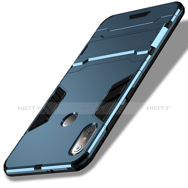 Coque Contour Silicone et Plastique Mat avec Support Bague Anneau pour Xiaomi Redmi Note 5 Bleu Plus
