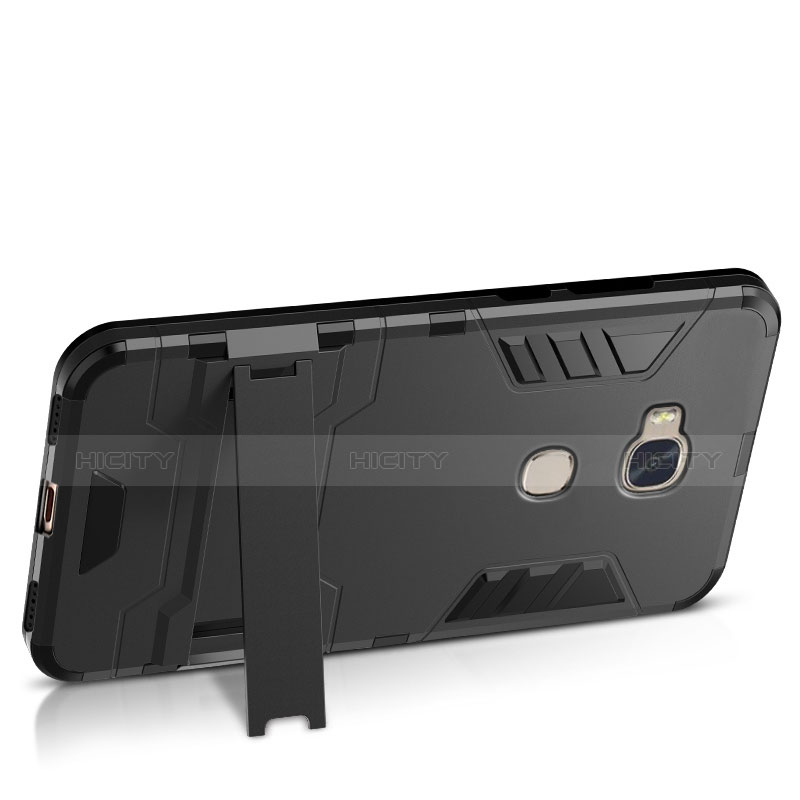 Coque Contour Silicone et Plastique Mat avec Support pour Huawei Honor Play 5X Noir Plus