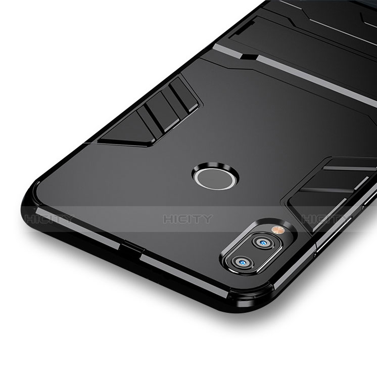 Coque Contour Silicone et Plastique Mat avec Support pour Huawei P20 Lite Noir Plus